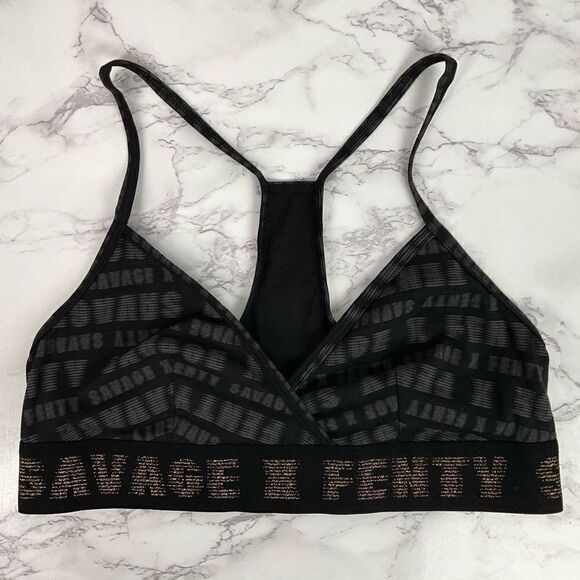 Savage x Fenty Black Print Forever Savage Bralette Medium New - Picture 5 of 5
